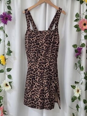 JoyLab Leopard Print Sleeveless Active Dress Brown/Black NEW